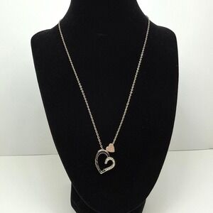 Rhinestone Heart Charm Pendant Necklace Class of 2020 Silver Tone Jewelry 10 in